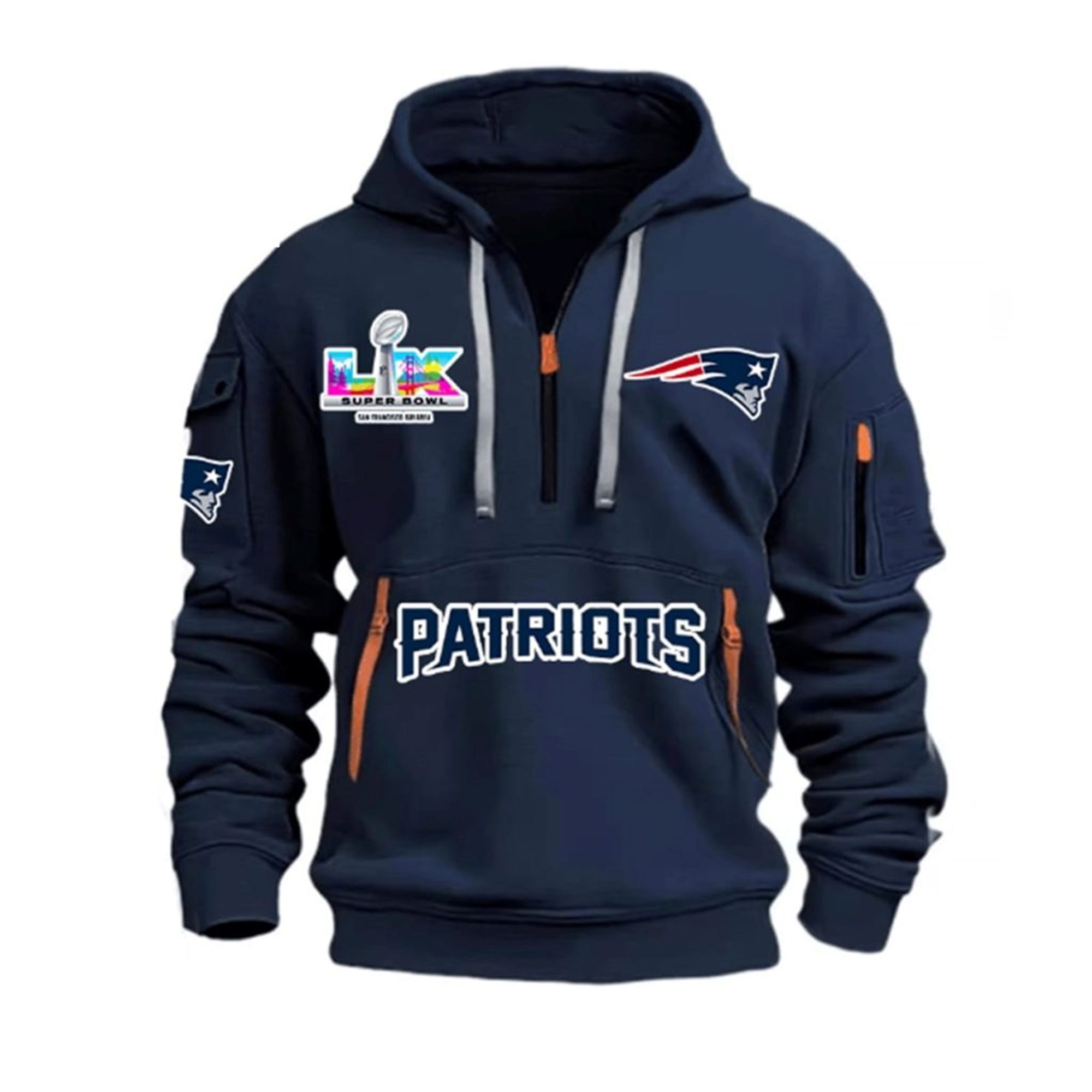 2026 Patriots SB LX San Francisco Bay Area Quarter Zip Hoodie 1 2026 Patriots SB LX San Francisco Bay Area Quarter Zip Hoodie 1