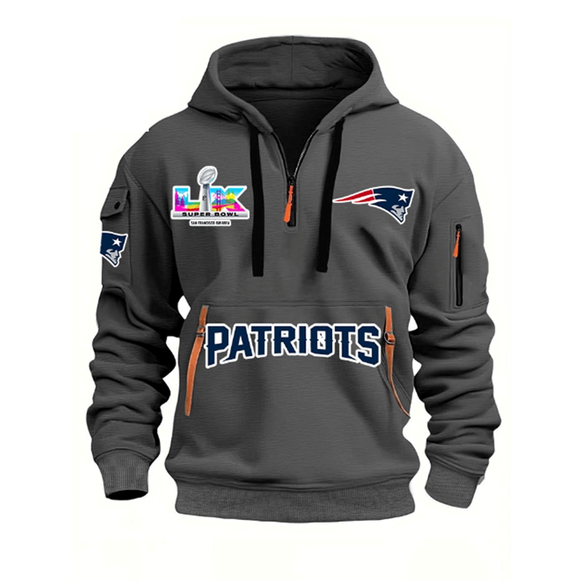 2026 Patriots SB LX San Francisco Bay Area Quarter Zip Hoodie 5 2026 Patriots SB LX San Francisco Bay Area Quarter Zip Hoodie 5