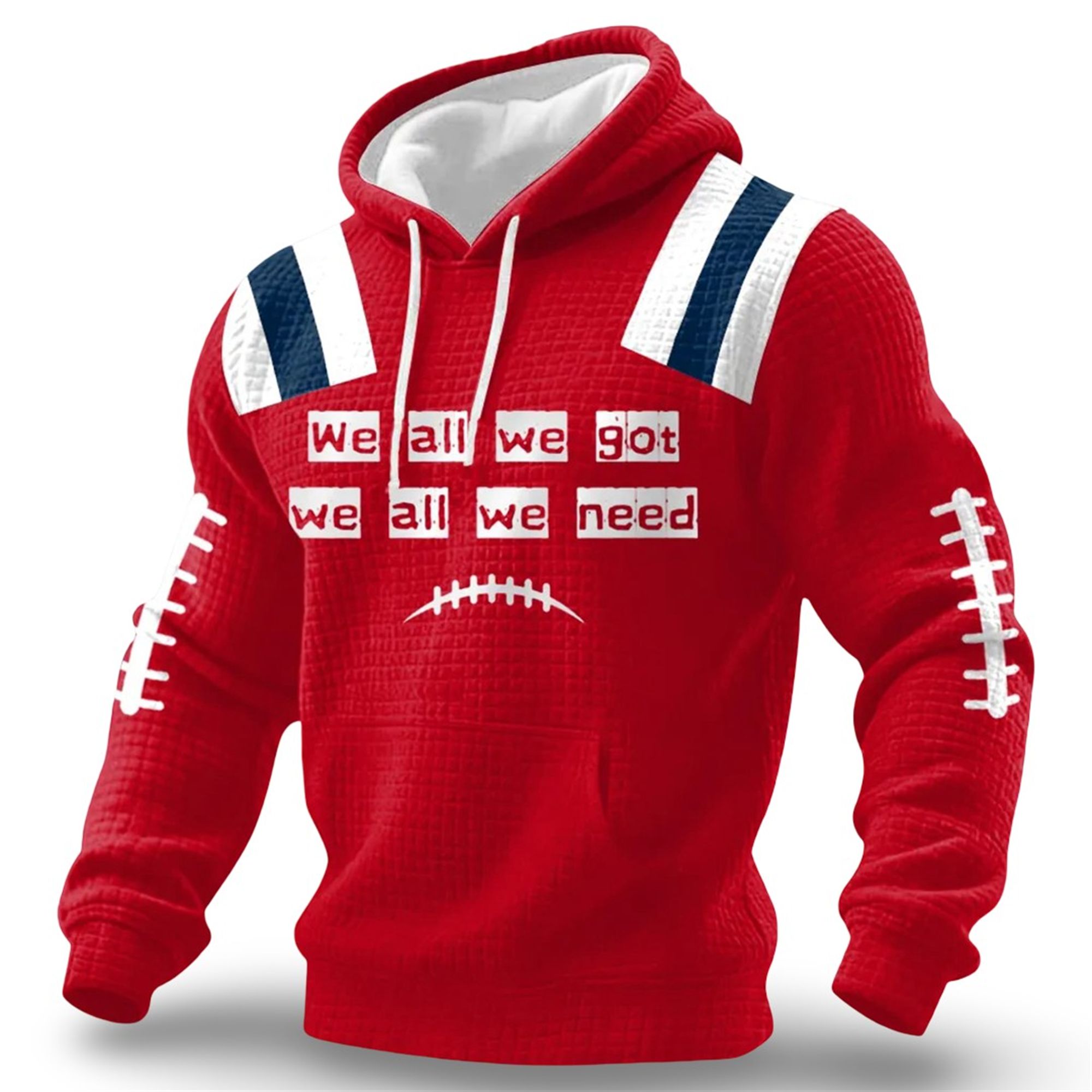 2026 Patriots We All We Got Waffle Hoodie 2 2026 Patriots We All We Got Waffle Hoodie 2