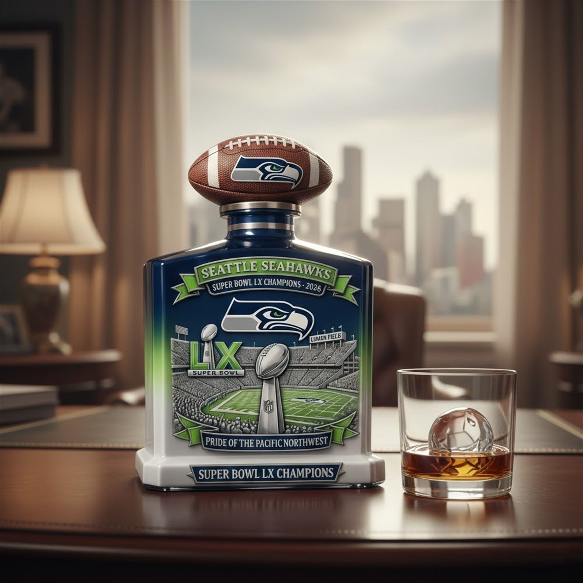 2026 Seahawks Bowl LX Champions Whiskey Bottle 2 2026 Seahawks Bowl LX Champions Whiskey Bottle 2