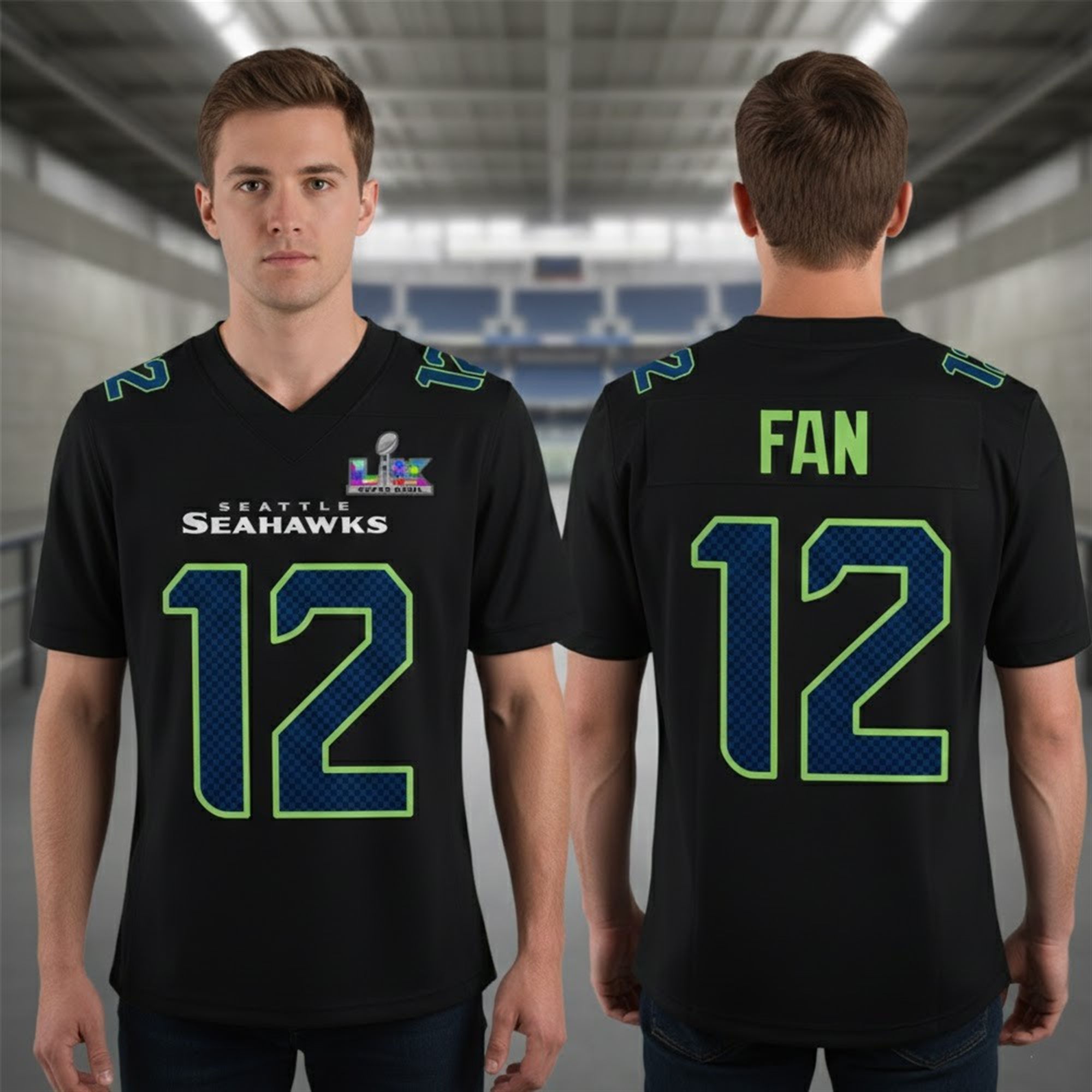 2026 Seahawks Bowl LX Football Jersey 3 2026 Seahawks Bowl LX Football Jersey 3