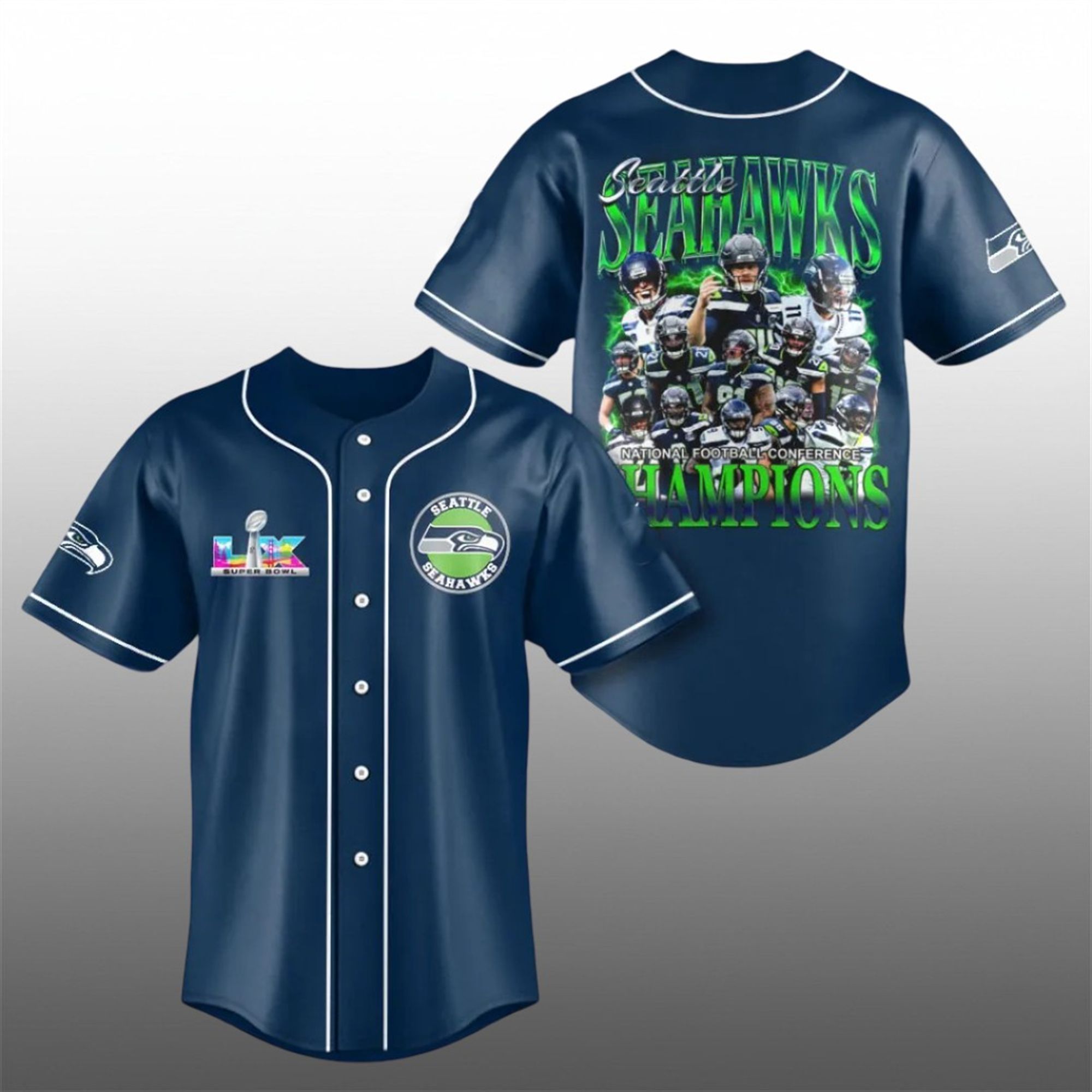 2026 Seahawks Bowl LX National Football Conference Champions Jersey 1 2026 Seahawks Bowl LX National Football Conference Champions Jersey 1