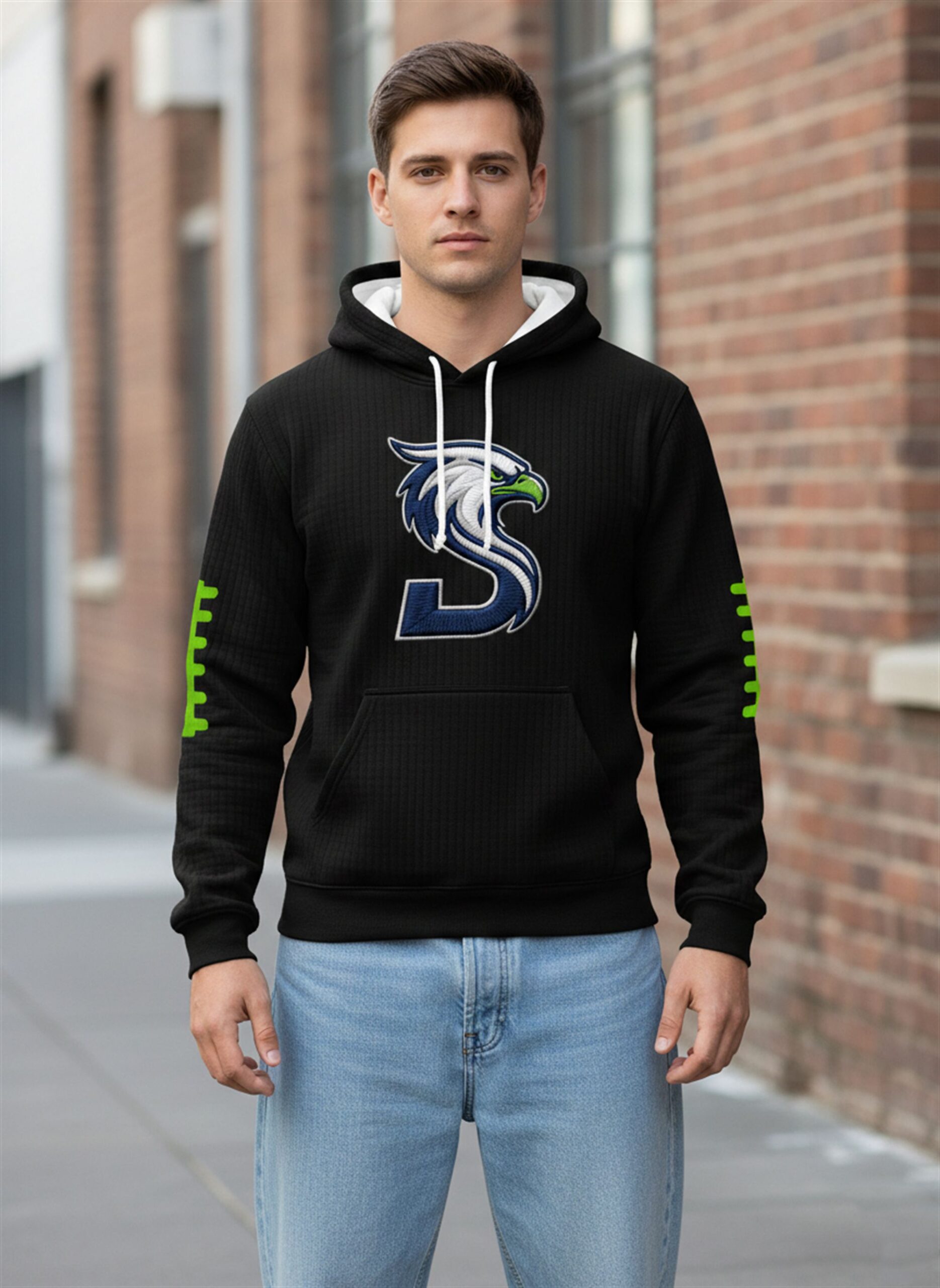 2026 Seahawks Checkered Fabric Waffle Hoodie 8 2026 Seahawks Checkered Fabric Waffle Hoodie 8