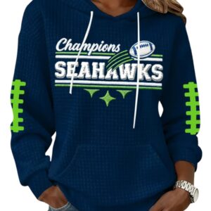 2026 Seahawks Football Champions Waffle Hoodie 1