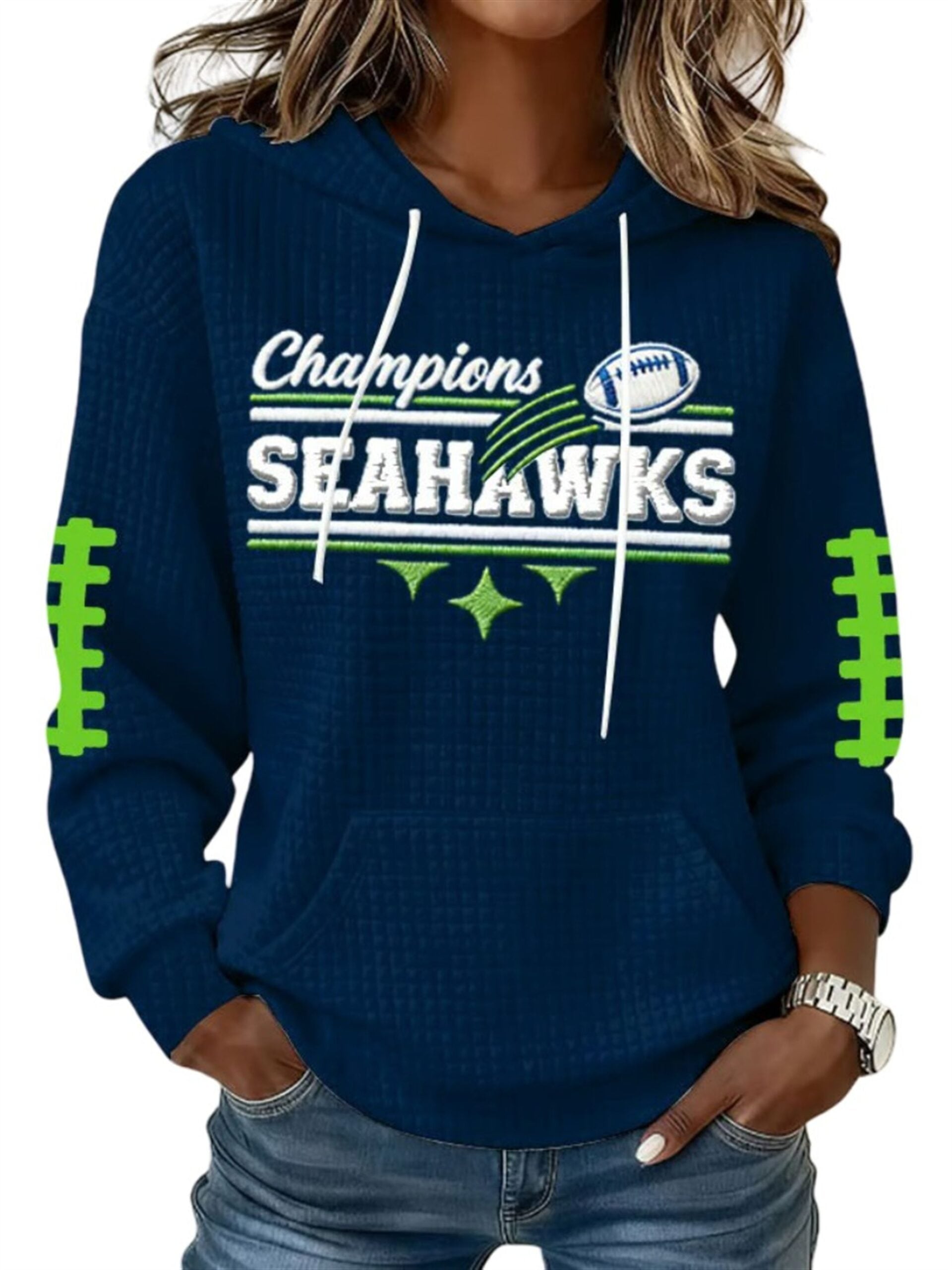 2026 Seahawks Football Champions Waffle Hoodie 1 2026 Seahawks Football Champions Waffle Hoodie 1