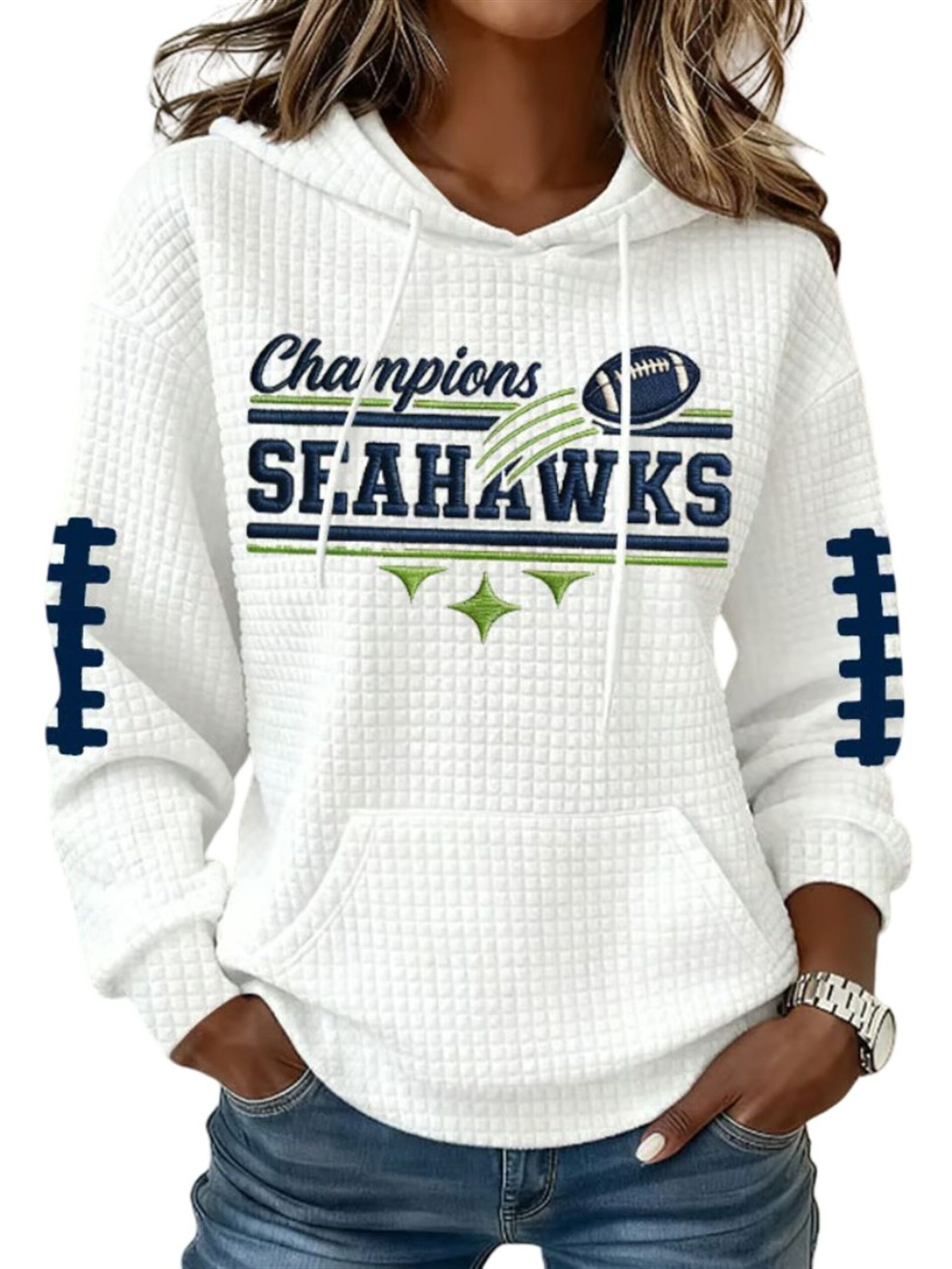 2026 Seahawks Football Champions Waffle Hoodie 2 2026 Seahawks Football Champions Waffle Hoodie 2