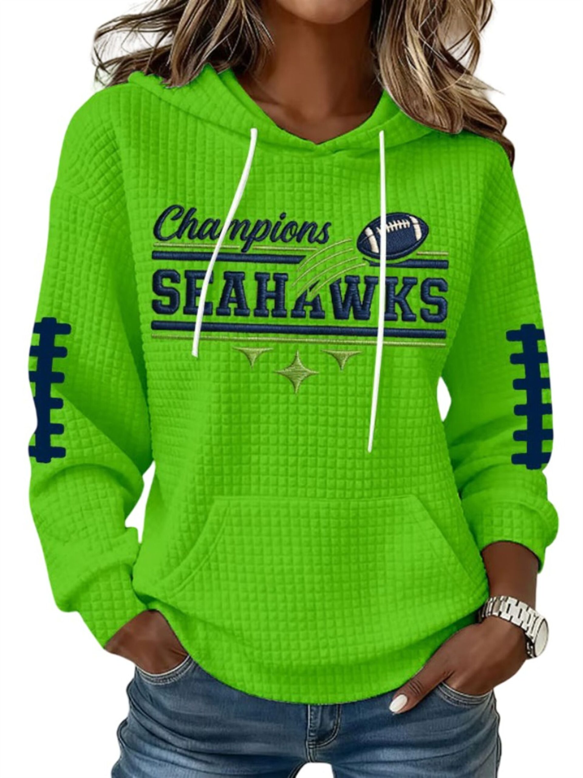 2026 Seahawks Football Champions Waffle Hoodie 4 2026 Seahawks Football Champions Waffle Hoodie 4