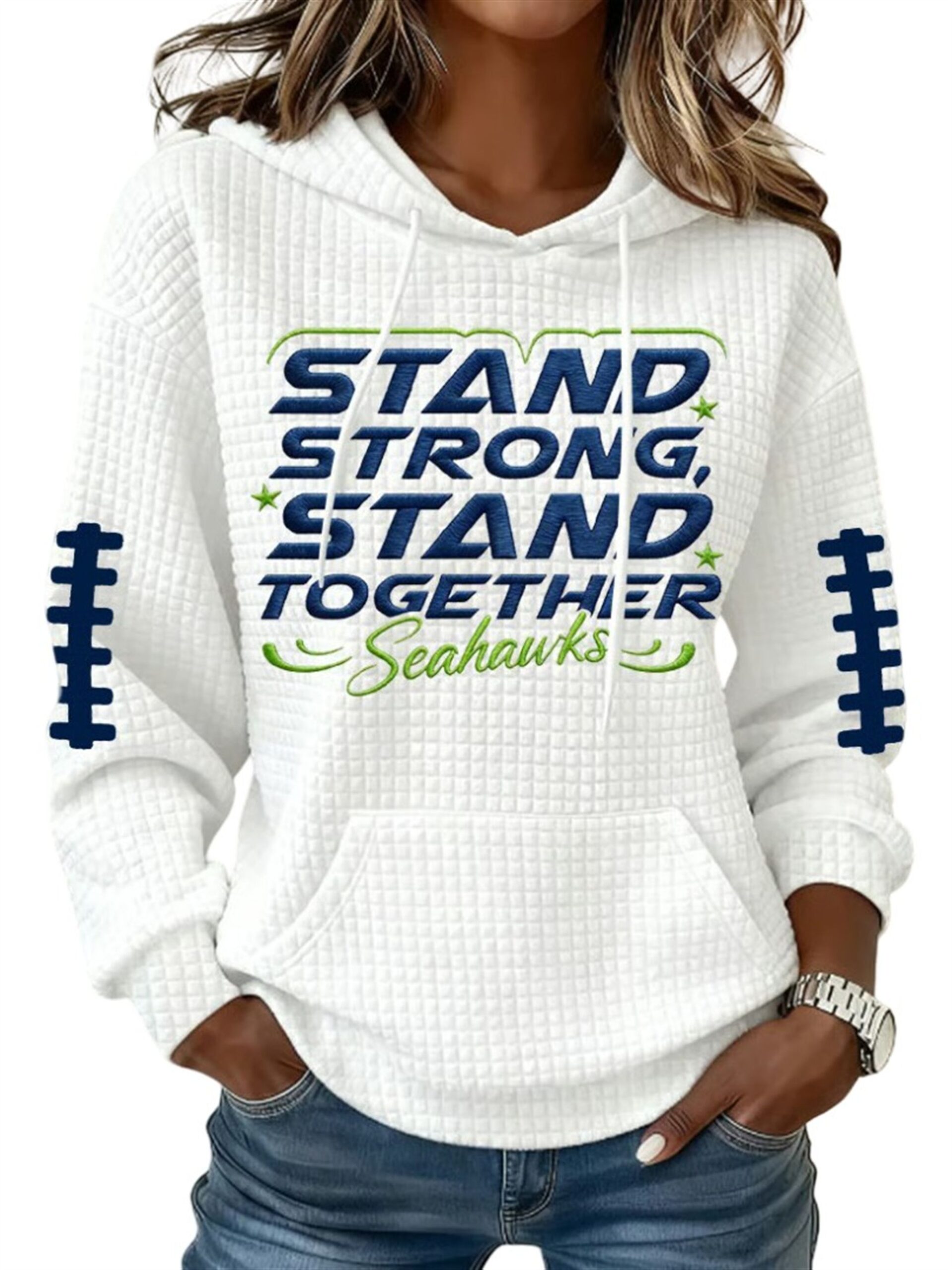 2026 Seahawks Stand Strong Stand Together Waffle Hoodie 2 2026 Seahawks Stand Strong Stand Together Waffle Hoodie 2