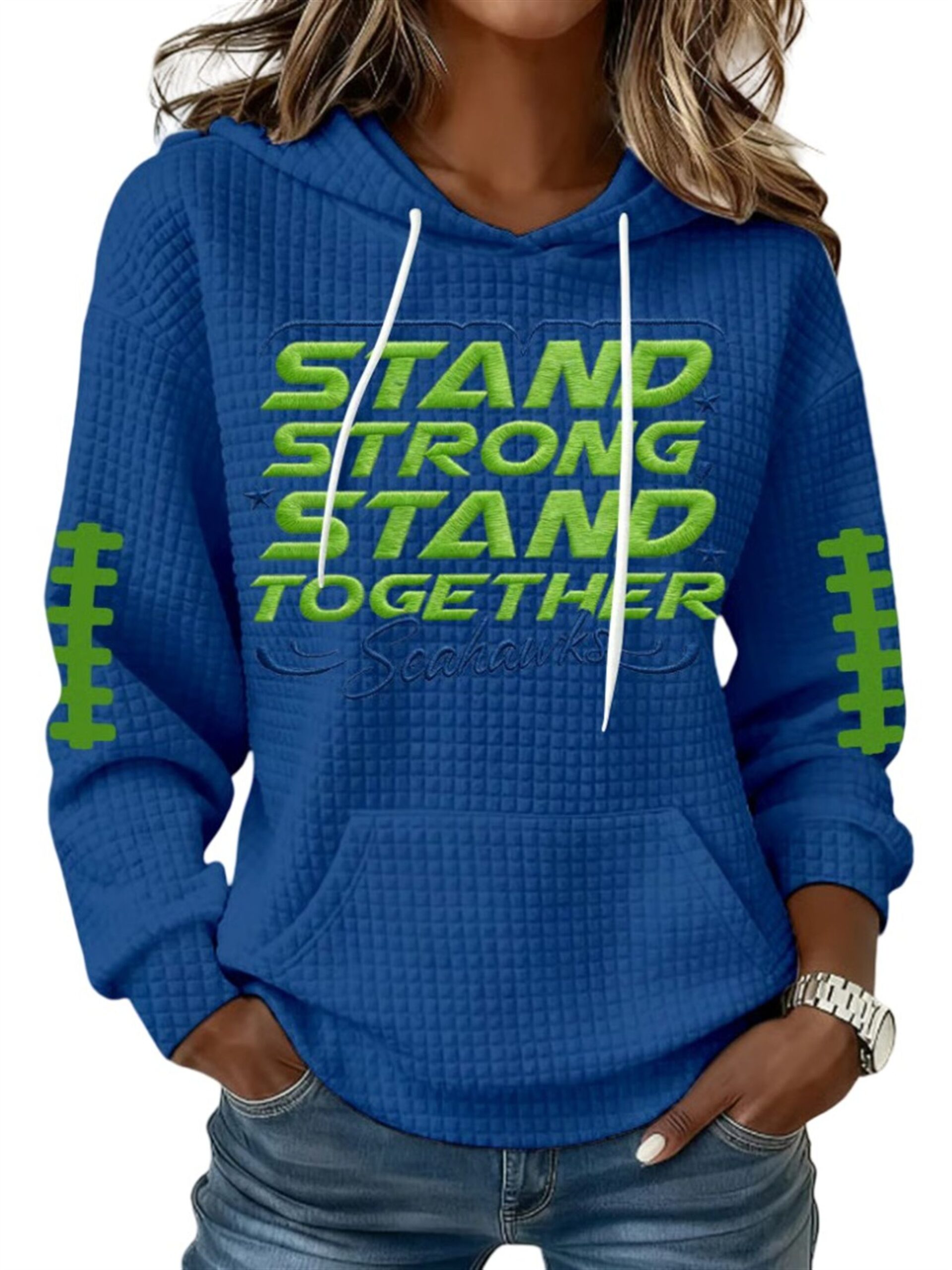 2026 Seahawks Stand Strong Stand Together Waffle Hoodie 3 2026 Seahawks Stand Strong Stand Together Waffle Hoodie 3