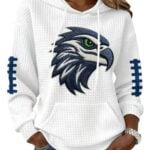 2026 Seahawks Women's Football Print Waffle Hoodie