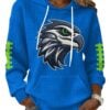 2026 Seahawks Womens Football Print Waffle Hoodie 3