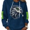 2026 Seahawks Womens Football Print Waffle Hoodie 5