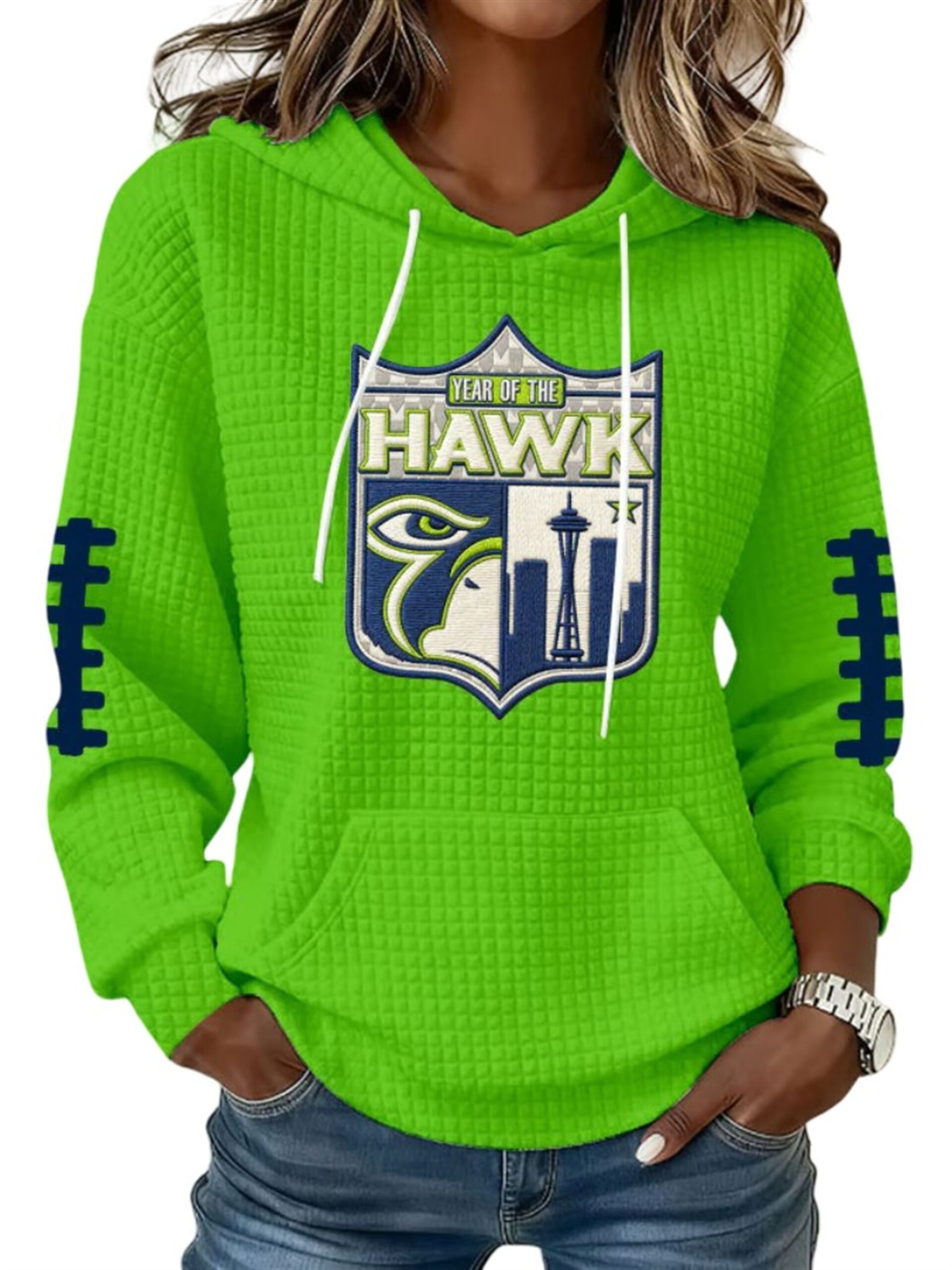 2026 Seahawks Year Of The Hawk Waffle Hoodie 3 2026 Seahawks Year Of The Hawk Waffle Hoodie 3