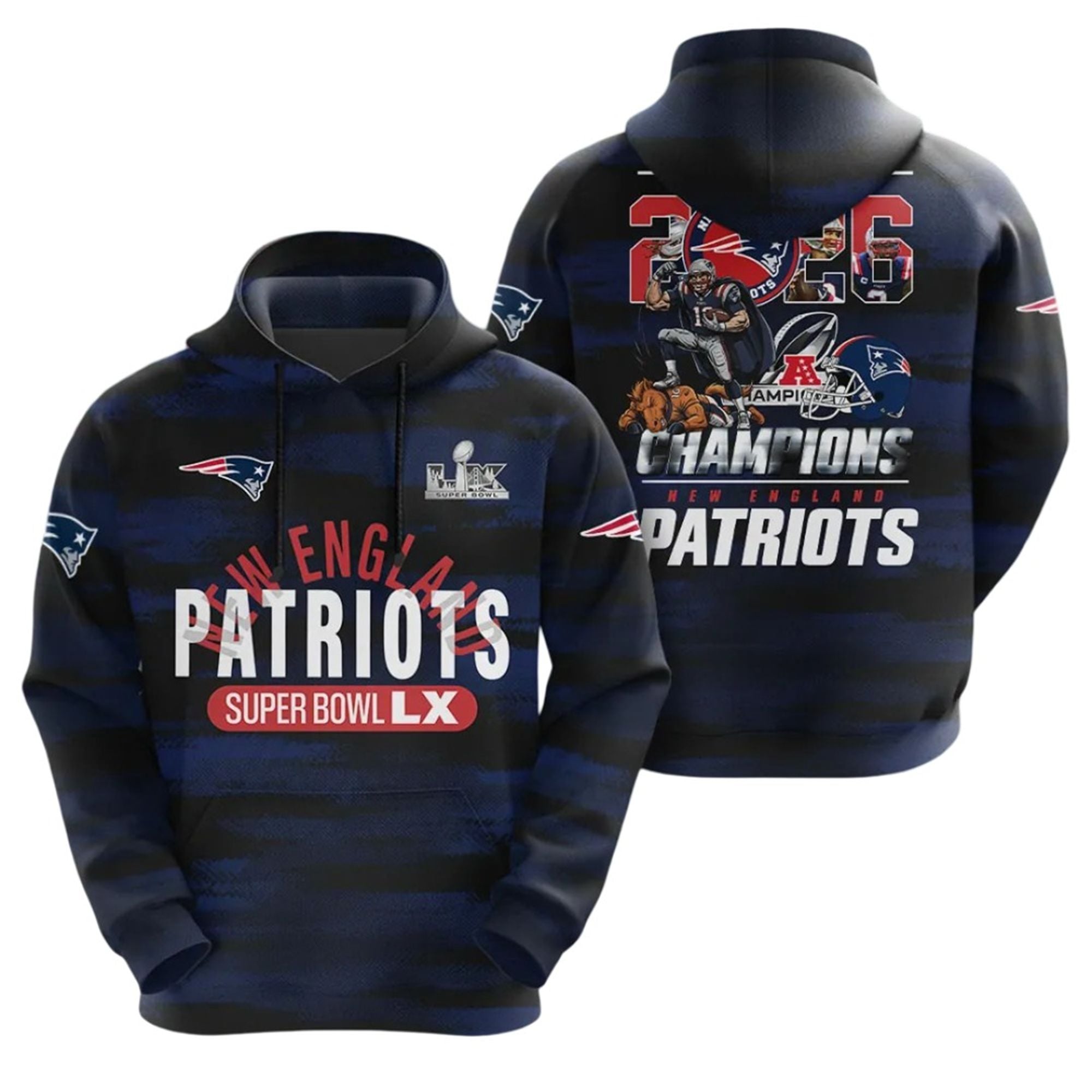 Patriots SB LX Champions 2026 AFC Championship Shirt 2 26 Patriots SB LX Champions 2026 AFC Championship Hoodie