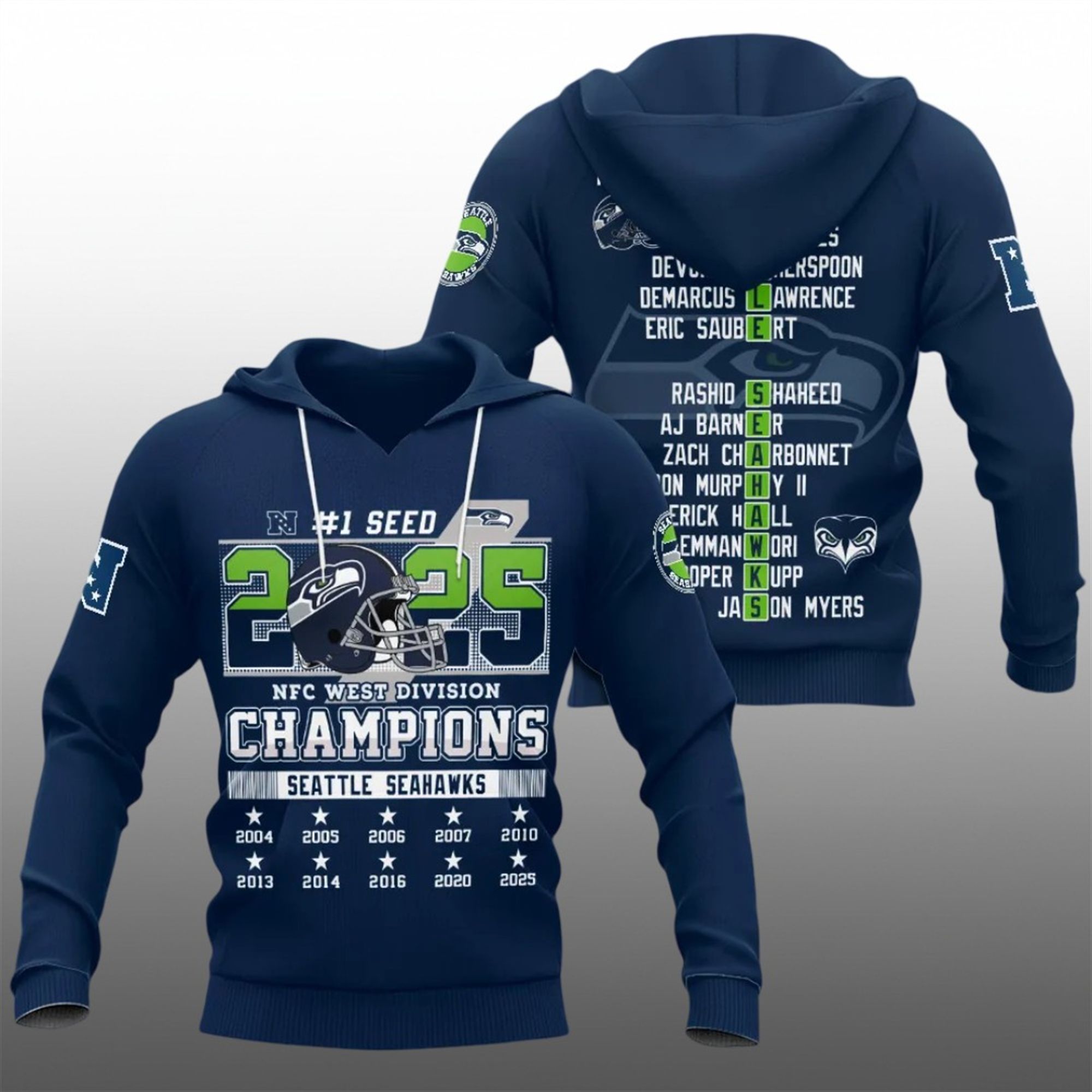 1 Seed 2025 NFC West Division Champions Seahawks Shirt 2 32 1 Seed 2025 NFC West Division Champions Seahawks Hoodie