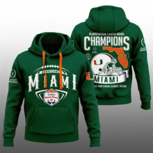 3 Hurricanes 2026 Playstation Fiesta Bowl Champions Hoodie