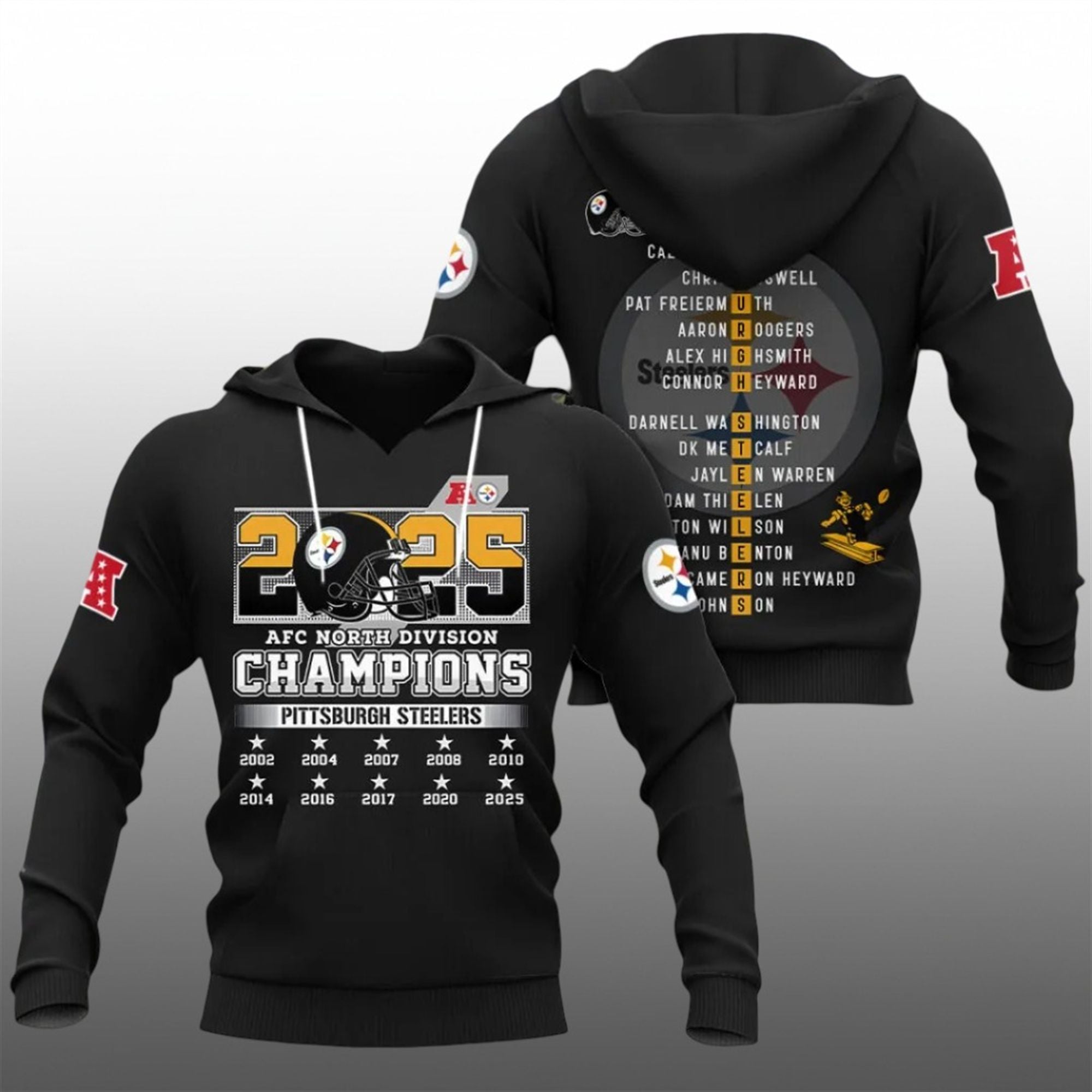 2025 Steelers AFC North Division Champions Steelers Shirt 2 6 2025 Steelers AFC North Division Champions Steelers Hoodie