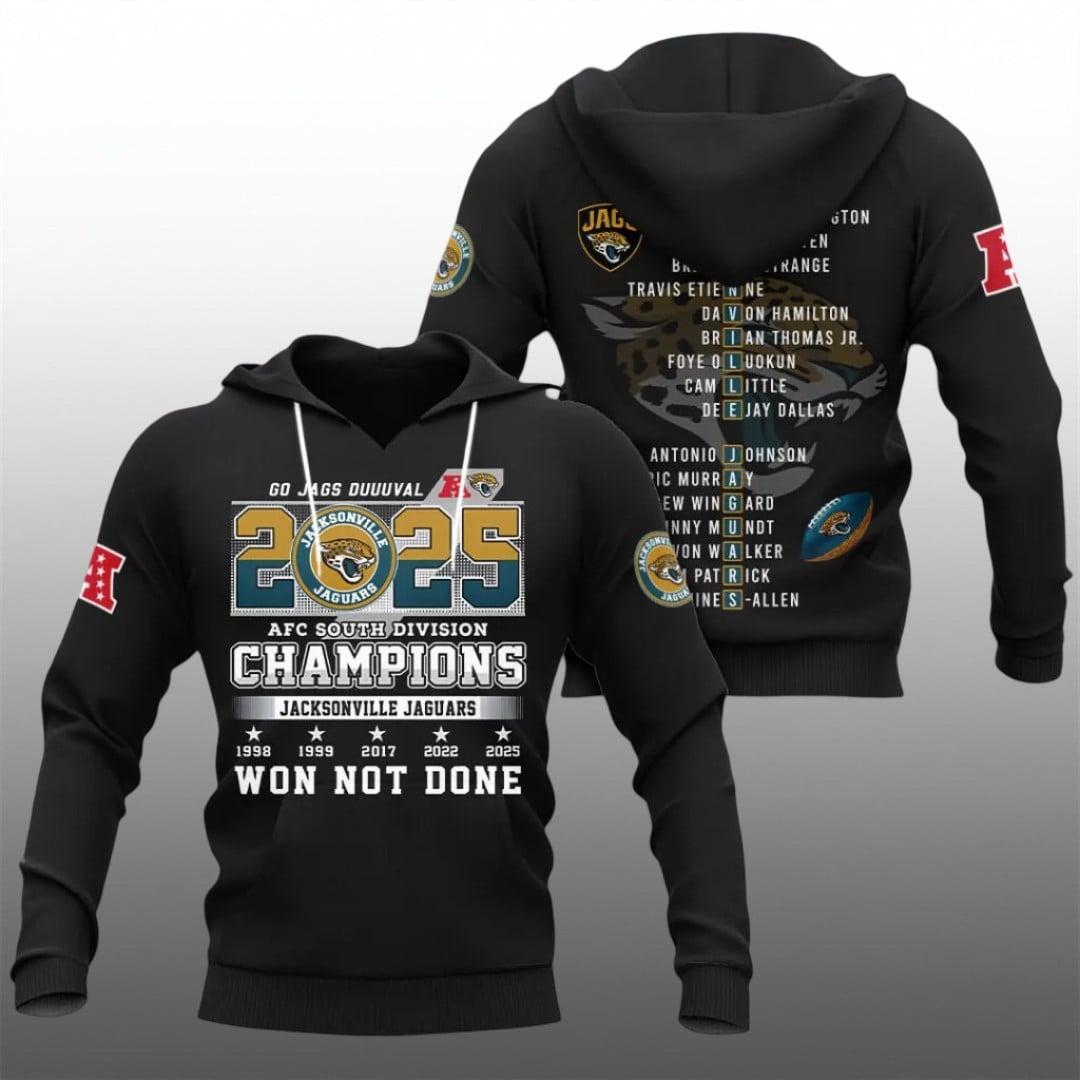 Jaguars Go Jags Duuval 2025 AFC South Division Champions Shirt 2 7 Jaguars Go Jags Duuval 2025 AFC South Division Champions Hoodie