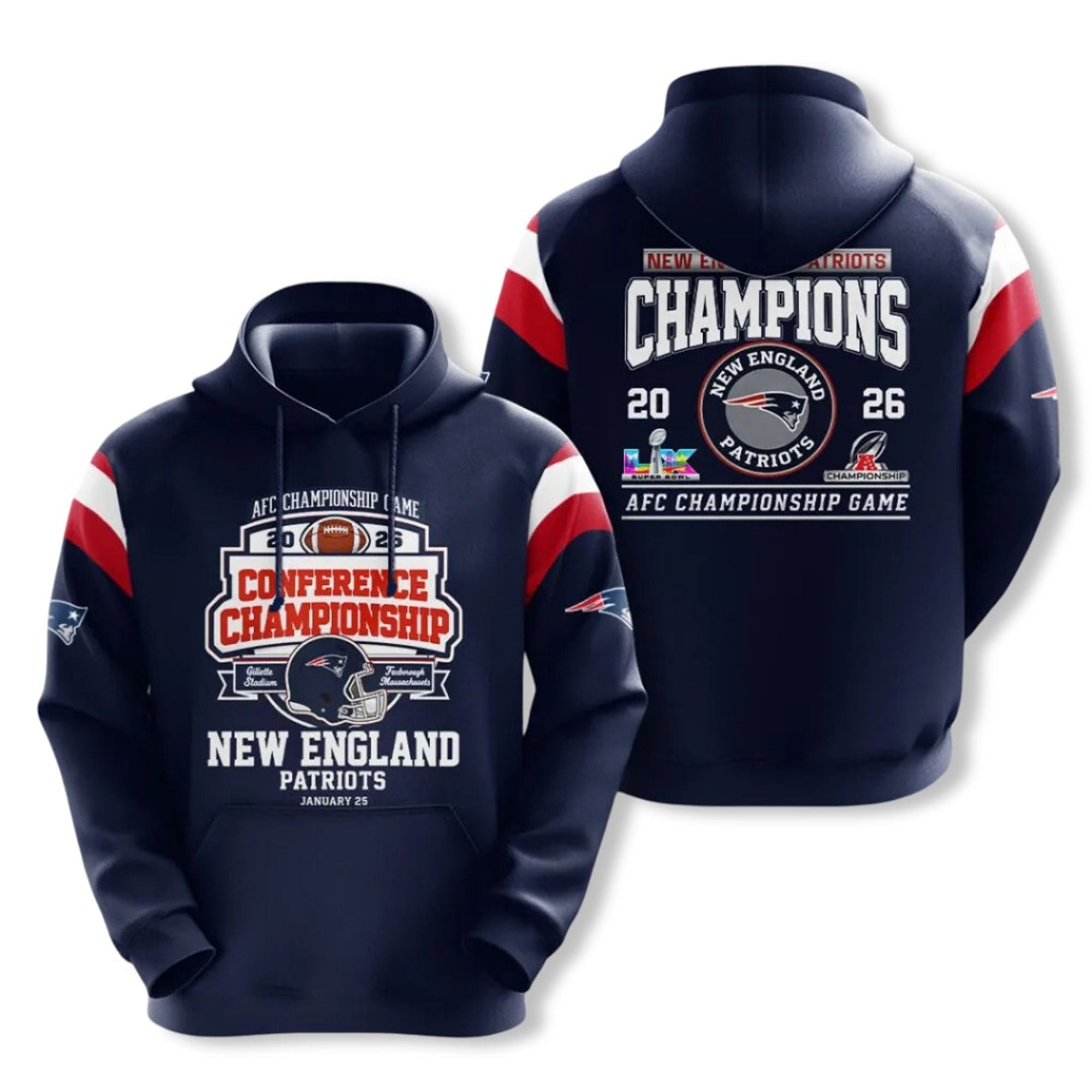 2026 Patriots AFC Champioship Game Conference Championship SB LX Shirt 2 8 Patriots AFC Champioship Game Conference Champioship SB LX Hoodie