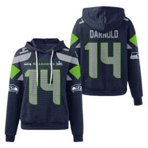 2026 Seahawks Sam Darnold 14 Bowl LX Waffle Hoodie 1