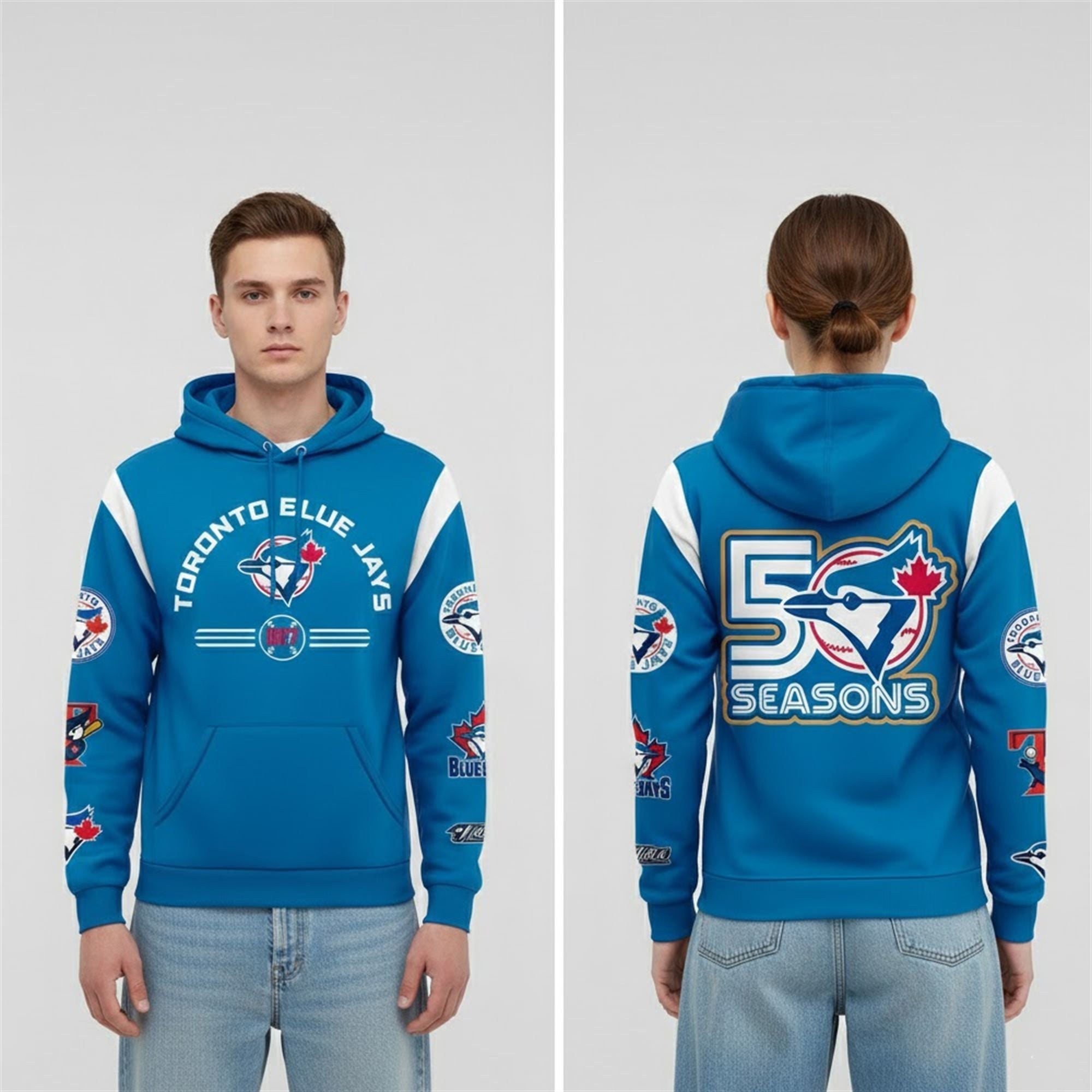Blue Jays 50Th Seasons Hoodie 2 Blue Jays 50Th Seasons Hoodie 2