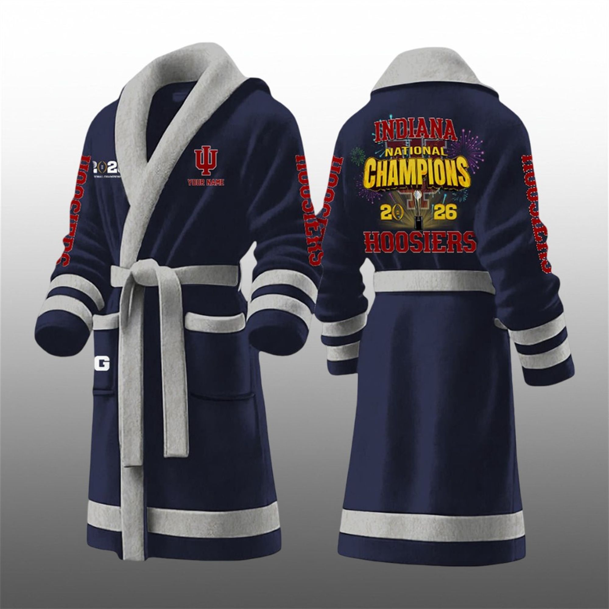 Hoodiers National Champions 2026 Fleece Bathrobe 3 Hoodiers National Champions 2026 Fleece Bathrobe 3