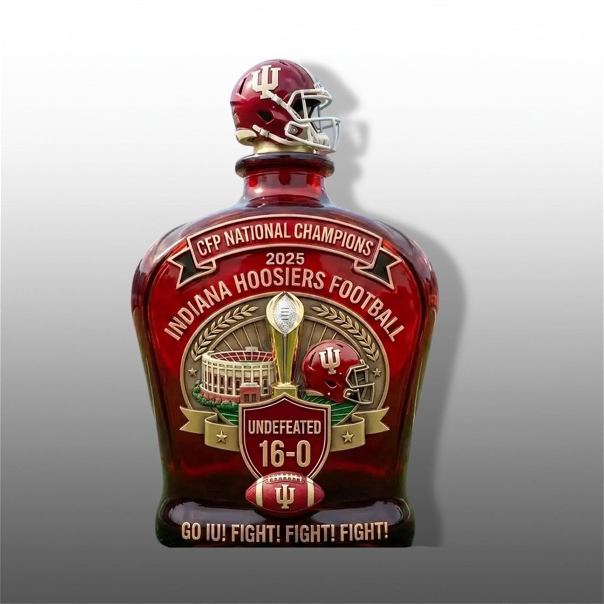Hoosiers 2025 CFP National Champions Go Iu Fight Fight Fight Whiskey Bottle Hoosiers 2025 CFP National Champions Go Iu Fight Fight Fight Whiskey Bottle