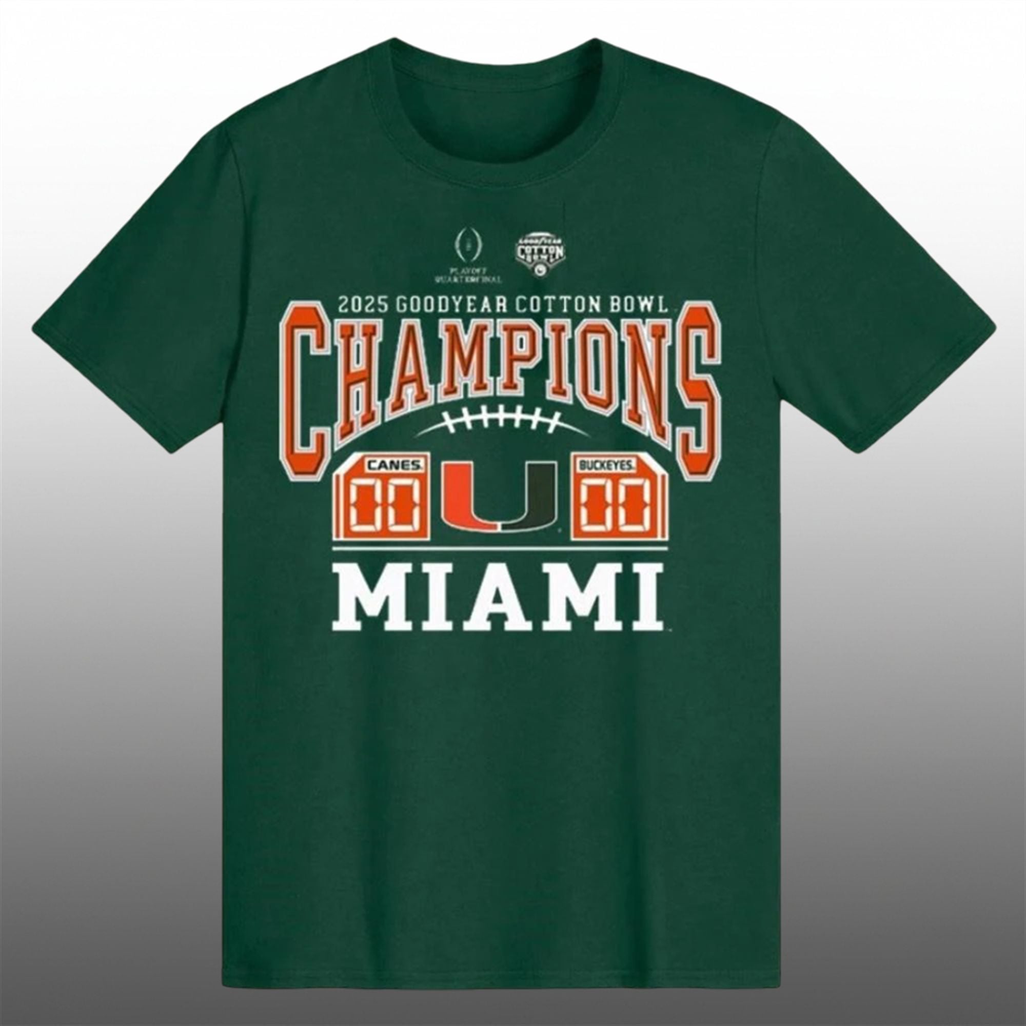 Hurricanes 2025 Goodyear Cotton Bowl Champions Score Shirt 1 Hurricanes 2025 Goodyear Cotton Bowl Champions Score Shirt 1