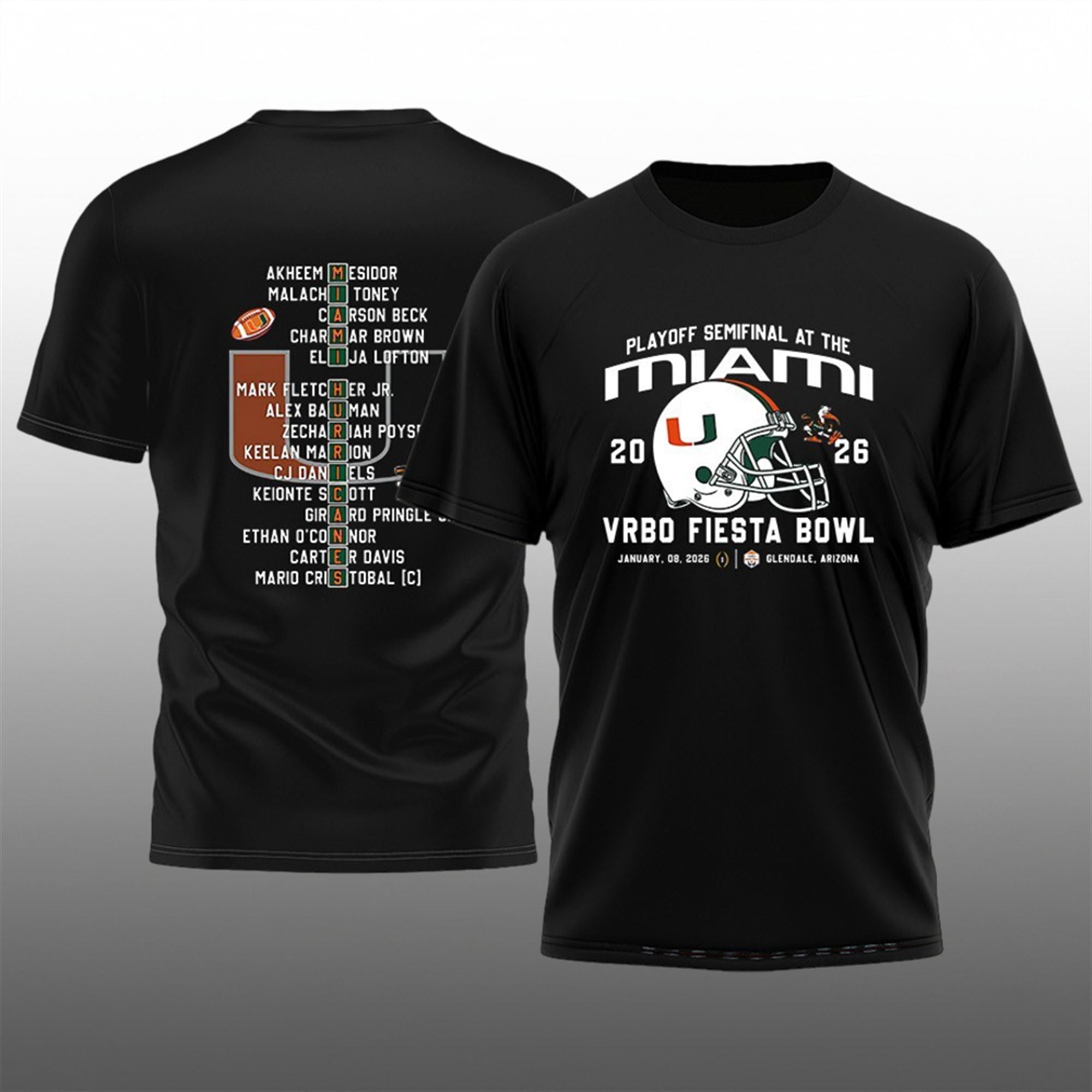 Hurricanes VRBO Fiesta Bowl 2026 Playoff Semifinal at the Miami Shirt 1 Hurricanes VRBO Fiesta Bowl 2026 Playoff Semifinal at the Miami Shirt 1
