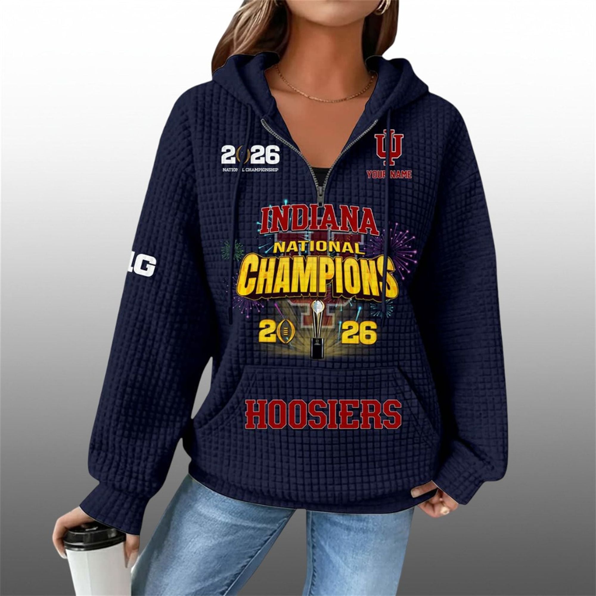 Indiana National Champions 2026 Hoosiers Waffle Zip Hoodie 3 Indiana National Champions 2026 Hoosiers Waffle Zip Hoodie 3