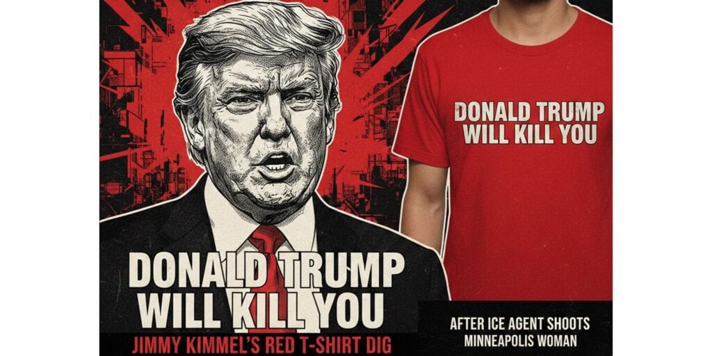 Jimmy Kimmel's Bold Red T-Shirt Slam "Donald Trump Will Kill You": Defying Trump After Tragic ICE Shooting 1 Jimmy Kimmel's Bold Red T Shirt Slam Defying Trump After Tragic ICE Shooting
