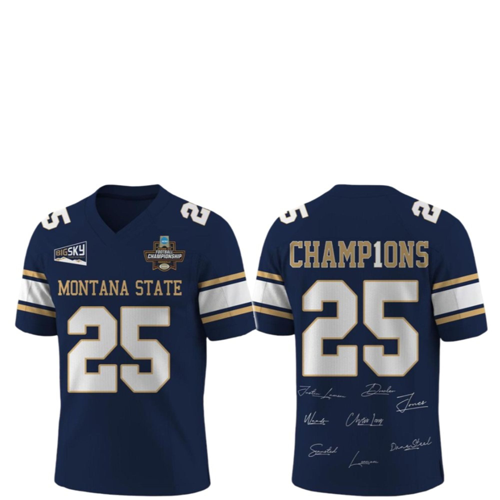 Montana State 2025 Champions Players Signature Football Jersey 2 Montana State 2025 Champions Players Signature Football Jersey 1 2