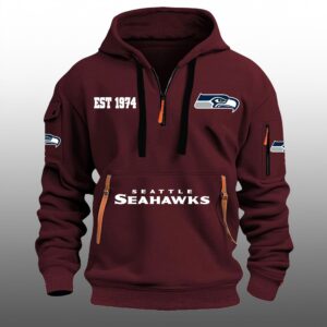 Seahawks EST 1974 Quarter Zip Hoodie 1