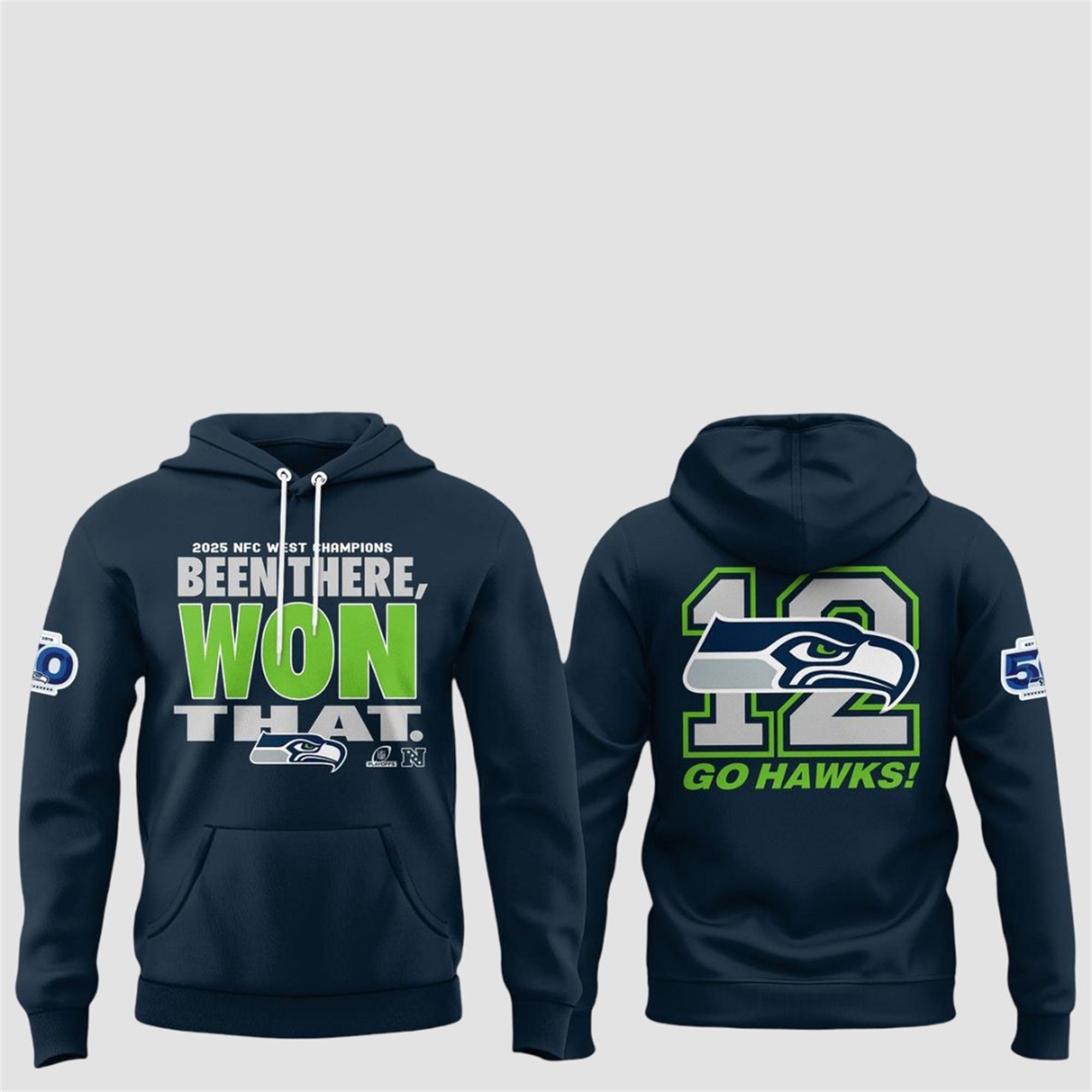 Seahawks 2025 NFC West Champions 12 Go Hawks Hoodie 1 Seahawks 2025 NFC West Champions 12 Go Hawks Hoodie 1