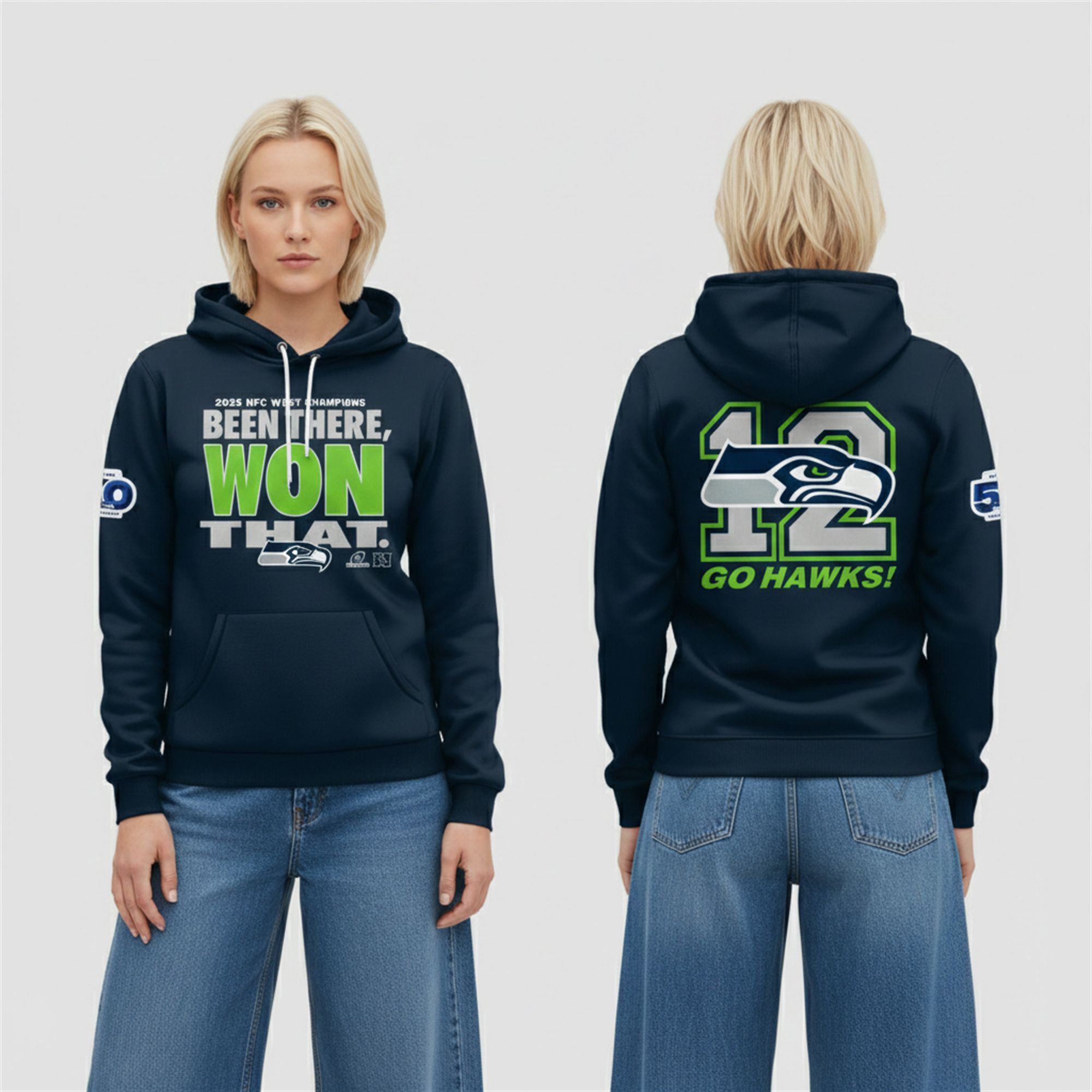 Seahawks 2025 NFC West Champions 12 Go Hawks Hoodie 6 Seahawks 2025 NFC West Champions 12 Go Hawks Hoodie 6