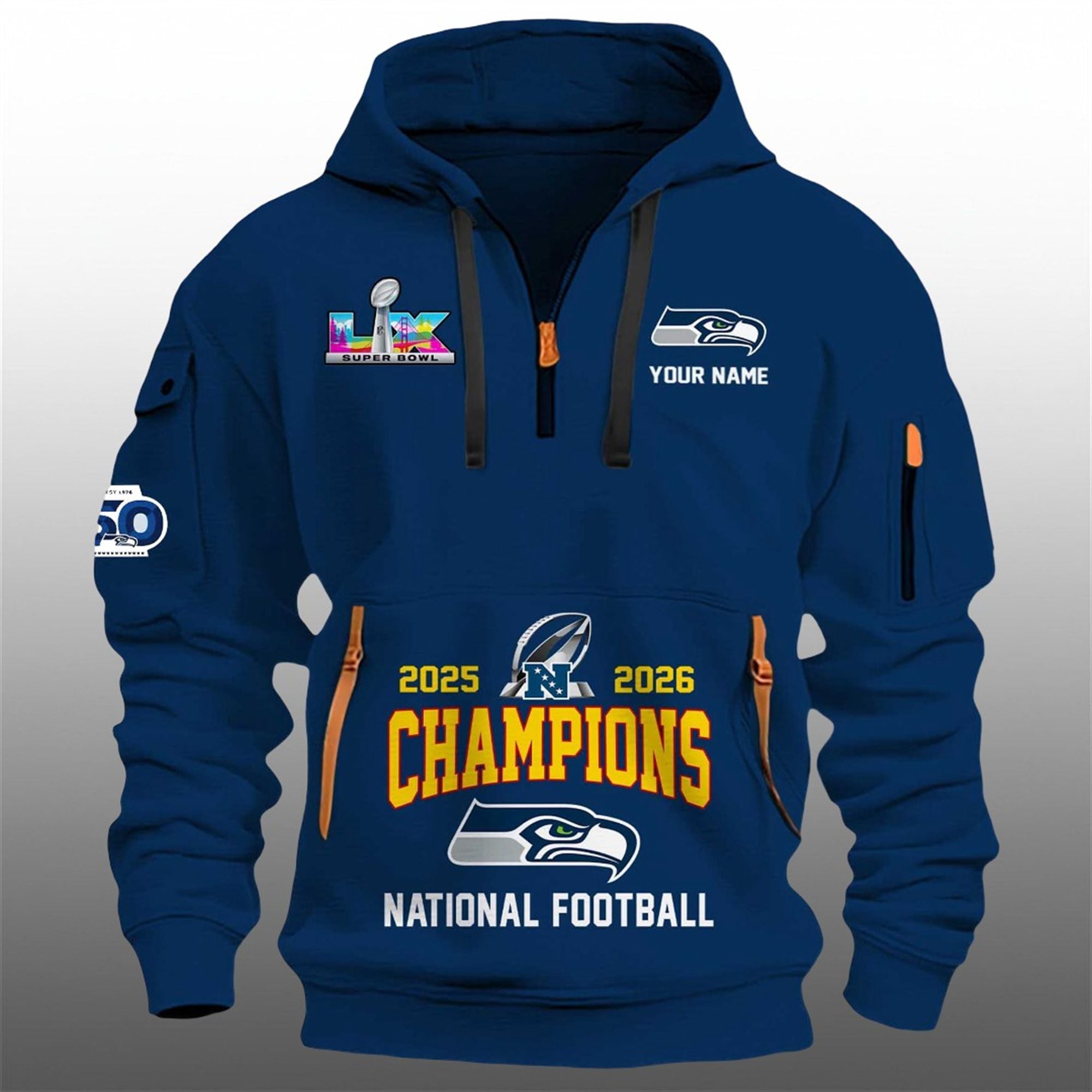 Seahawks 2026 NFC Championship Quarter Zip Hoodie 1 Seahawks 2026 NFC Championship Quarter Zip Hoodie 1