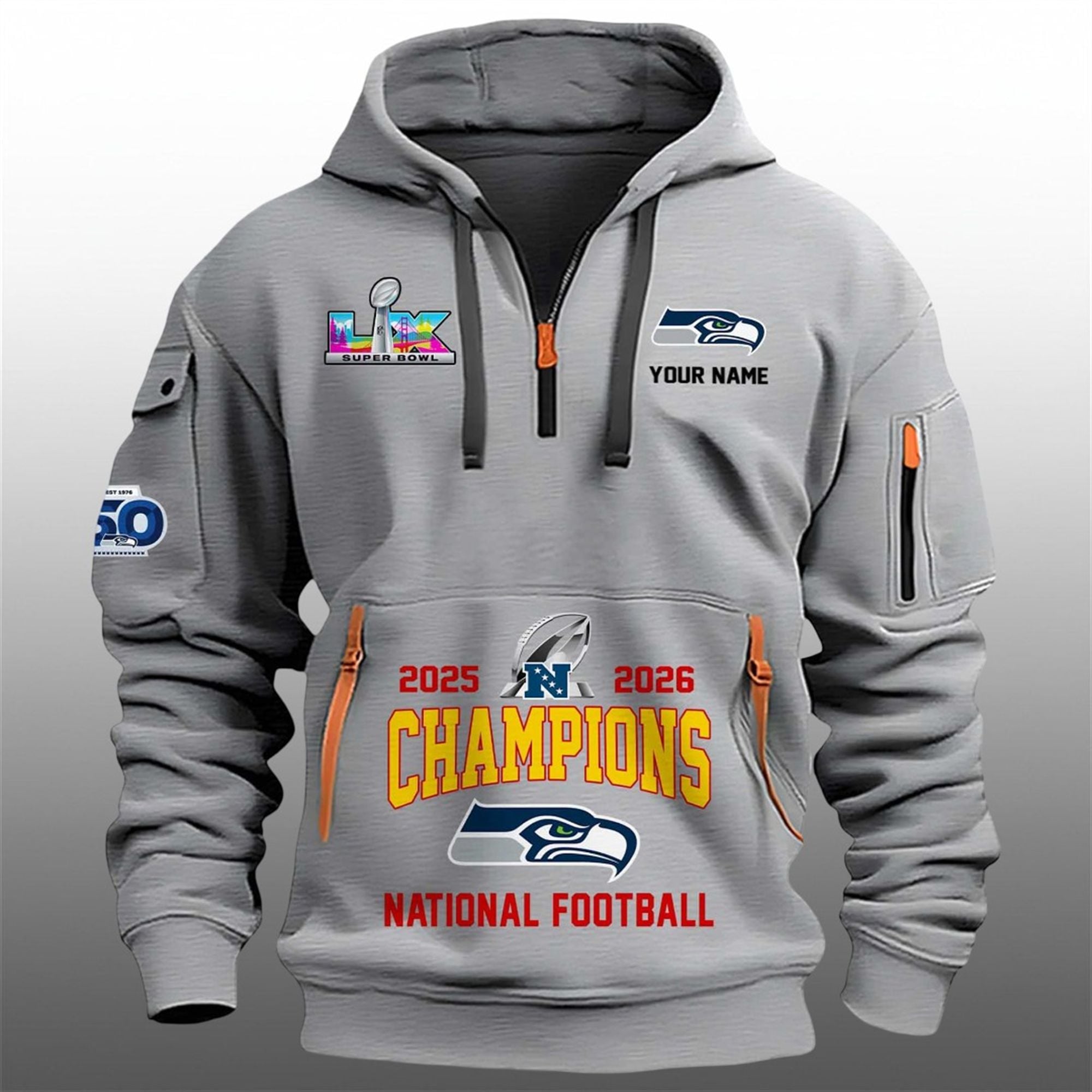 Seahawks 2026 NFC Championship Quarter Zip Hoodie 3 Seahawks 2026 NFC Championship Quarter Zip Hoodie 3