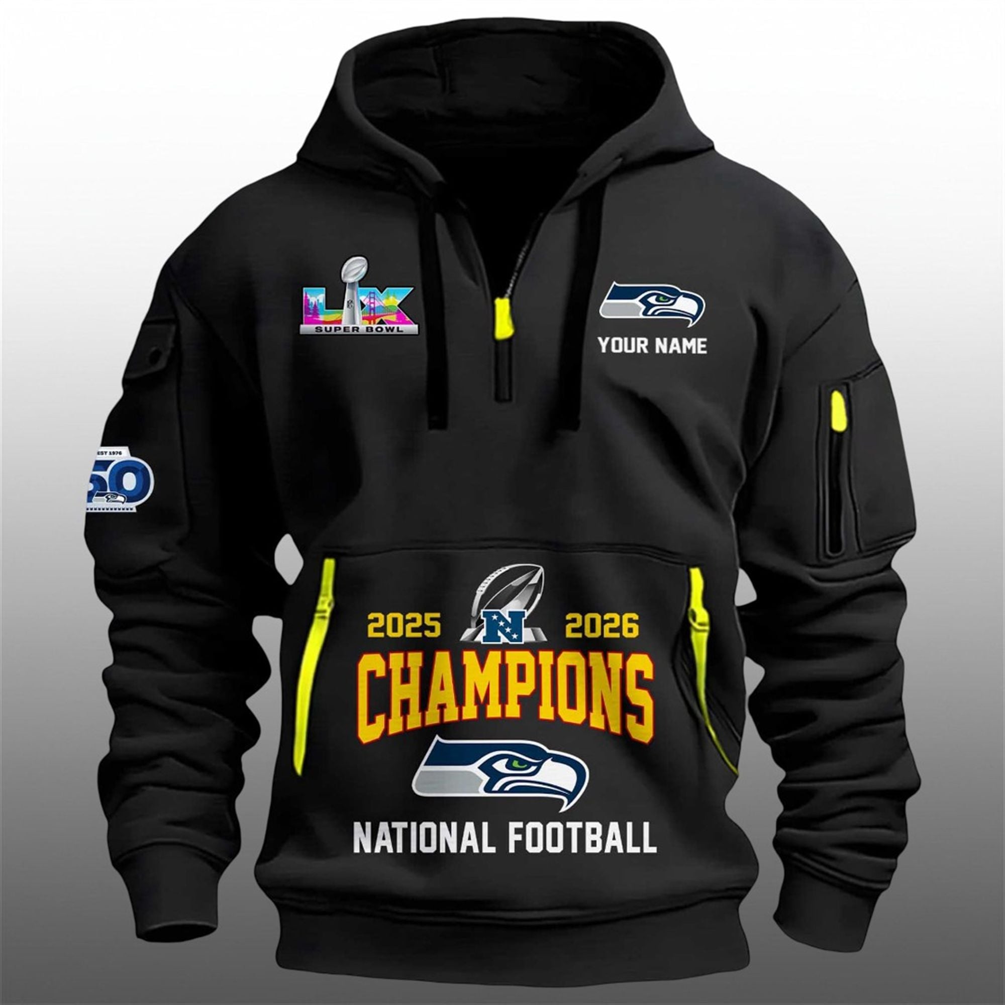 Seahawks 2026 NFC Championship Quarter Zip Hoodie 5 Seahawks 2026 NFC Championship Quarter Zip Hoodie 5