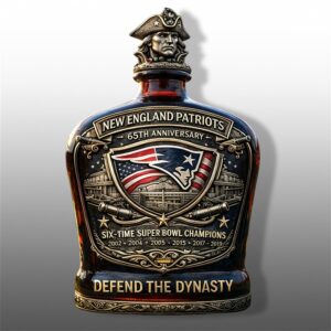 Patriots 65Th Anniversary Six Time Super Bowl Champions Whiskey Bottle 1