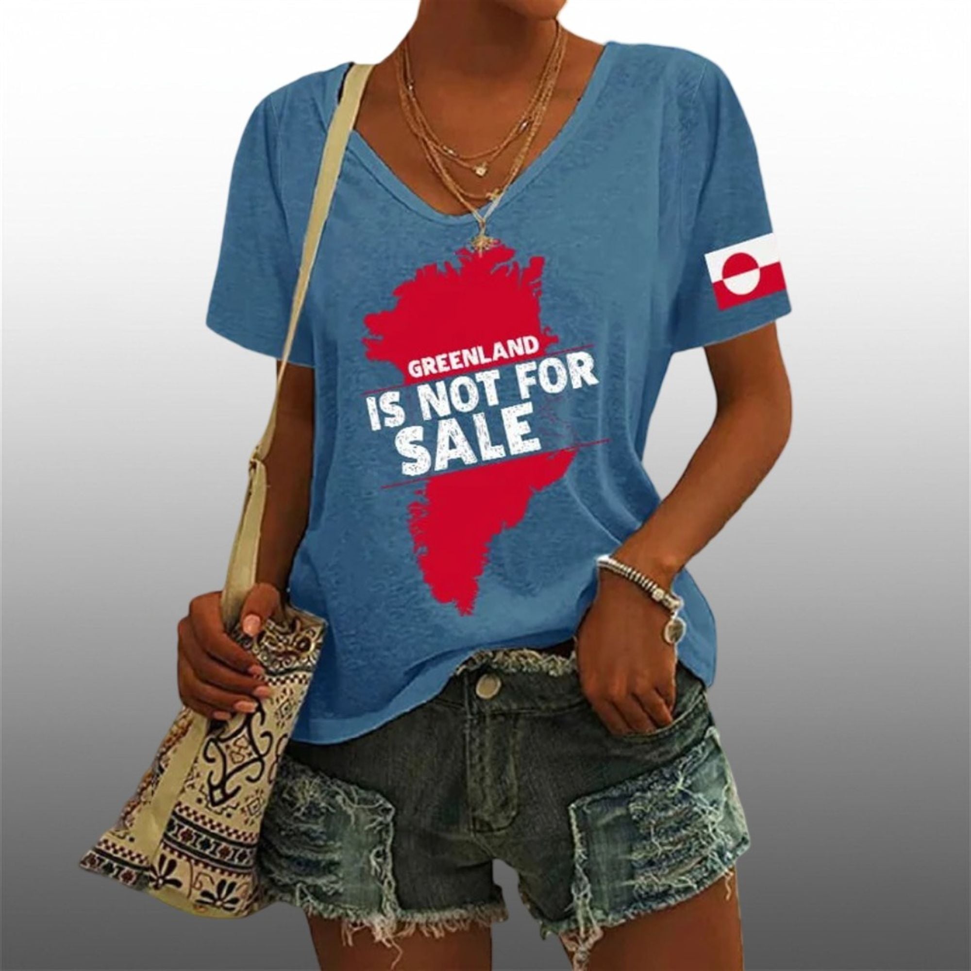 Women's Greenland Is Not For Sale Retro Print T-shirt Women's Greenland Is Not For Sale Retro Print T-shirt