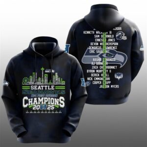 11 Seahawks 2025 NFC Conference West Division Champions Hoodie