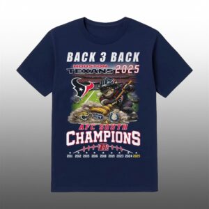 Texans 2025 AFC South Champions Back 3 Back Shirt 1
