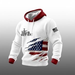 In God We Trust Cross Patriotic Waffle Hoodie 1