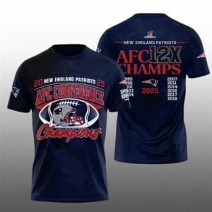 3 Patriots 2025 AFC Conference Champions 12X Shirt