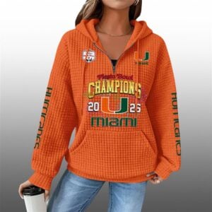 Hurricanes Football Fiesta Bowl Champions 2026 Waffle Zip Hoodie 1