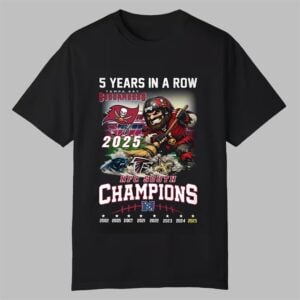 5 Years in a Row Buccaneers NFC South Champions 2025 Shirt 0 0