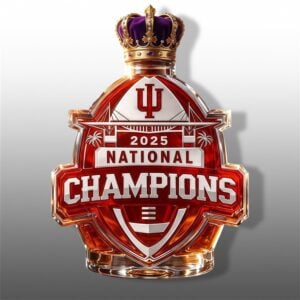 2025 Hoosiers National Champions Commemorative Trophy Whiskey Bottle