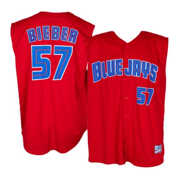 2026 Blue Jays Shane Bieber Red Cut Off Jersey Giveaway 1