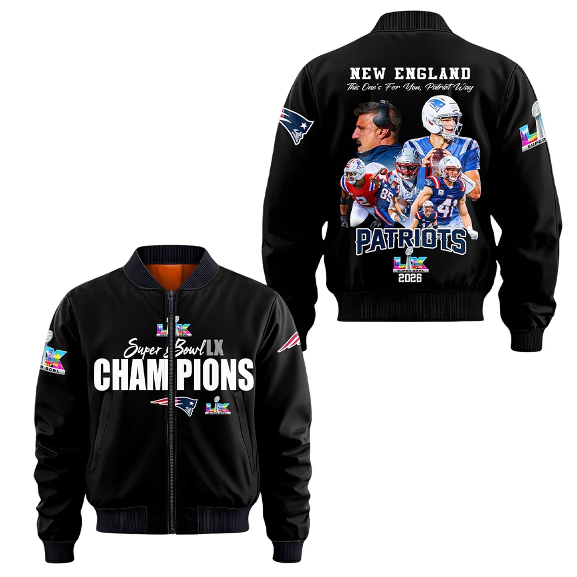 2026 Patriots SB LX Champions Bomber Jacket 1 2026 Patriots SB LX Champions Bomber Jacket 0