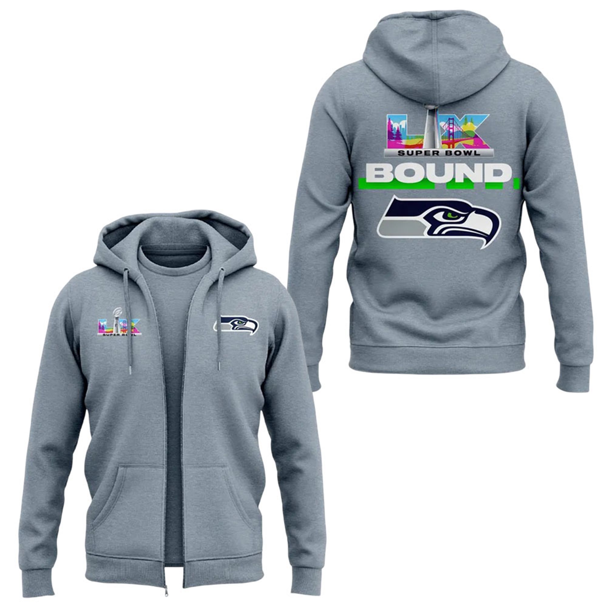 Seahawks 2026 Super Bowl LX Bound Zip Hoodie 1 6 Seahawks 2026 Super Bowl LX Bound Zip Hoodie